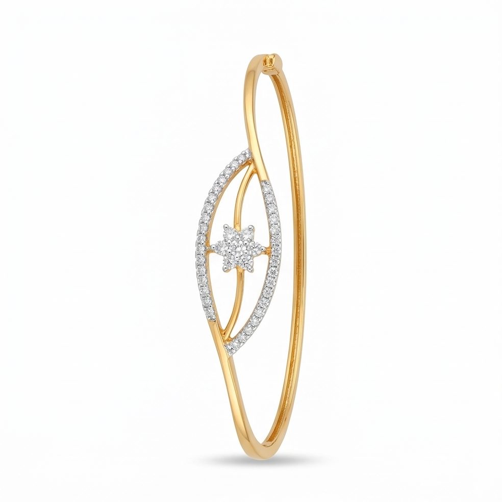 18KT Yellow Gold 0.43 Carat Round Diamond Bangle | Innocence Design BN001356