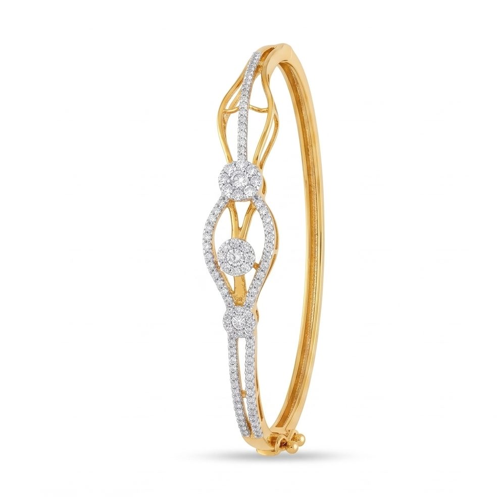 18KT Yellow Gold 0.82 Carat Round Diamond Bangle | Innocence Design BN001330