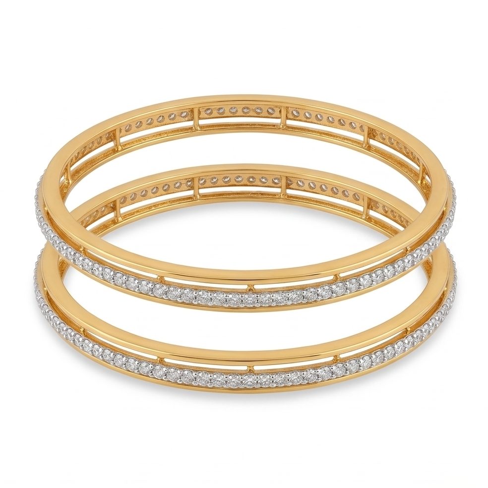 18KT Yellow Gold 4.38 Carat Round Diamond Bangle | Innocence Design BA001444