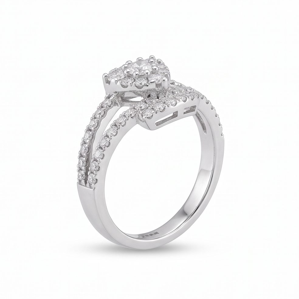 18KT White Gold 0.4 Carat Round Diamond Ring | Innocence Design 24G13357