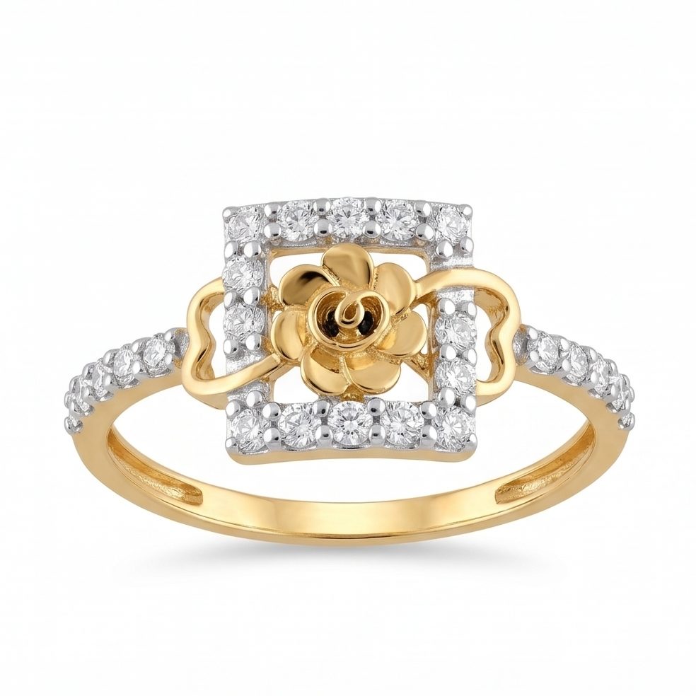 18KT Yellow Gold 0.29 Carat Round Diamond Ring | Innocence Design LR-21527