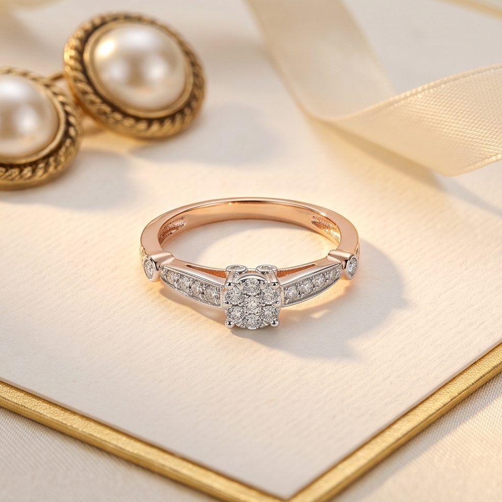 18KT Yellow Gold 0.27 Carat Round Diamond Ring | Innocence Design LR-21539
