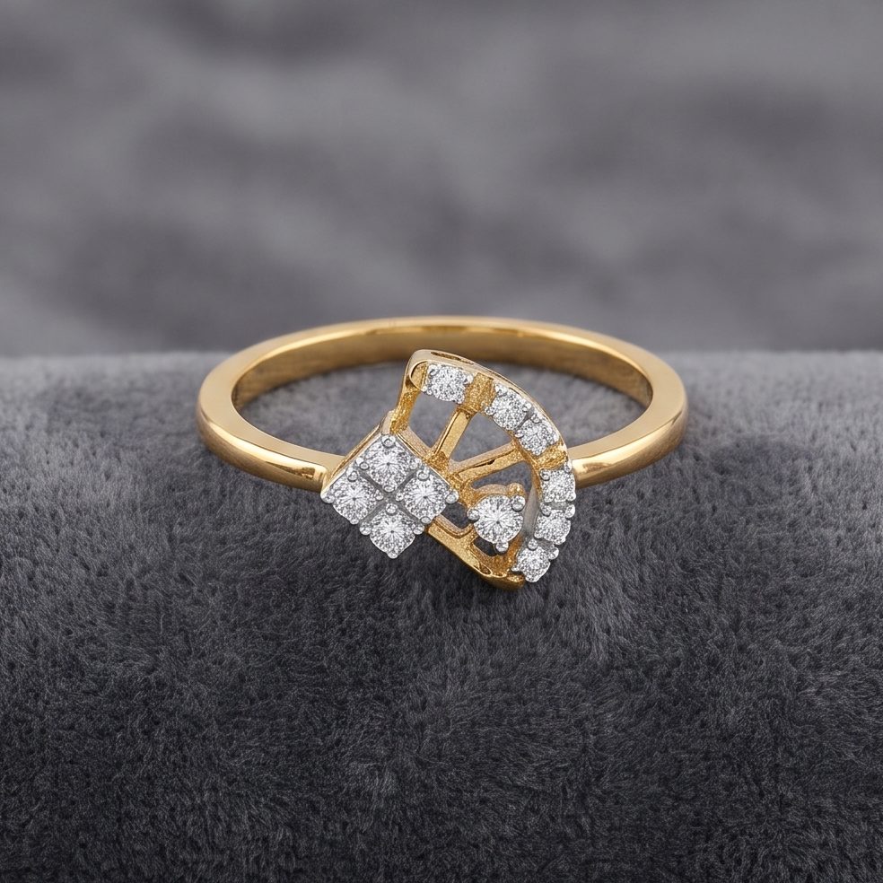 18KT Yellow Gold 0.1 Carat Round Diamond Ring | Innocence Design ALR04962