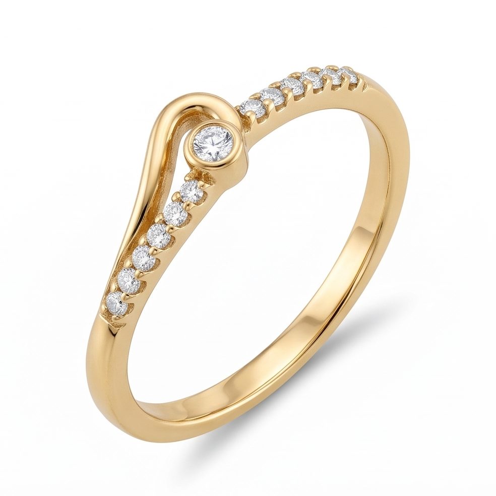 18KT Yellow Gold 0.12 Carat Round Diamond Ring | Innocence Design INNDOC5258