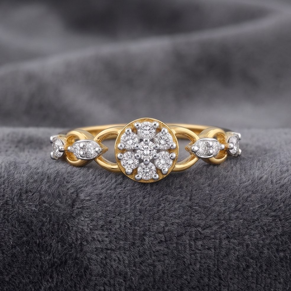 18KT Yellow Gold 0.24 Carat Round Diamond Ring | Innocence Design LR-21200