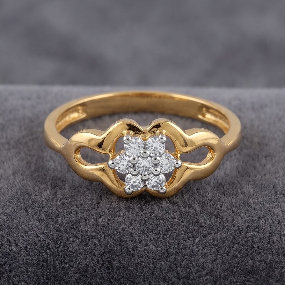 18KT Yellow Gold 0.09 Carat Diamond Ring | Innocence Design LR-21142