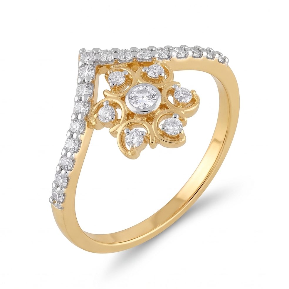 18KT Yellow Gold 0.26 Carat Round Diamond Ring | Innocence Design LR-19760