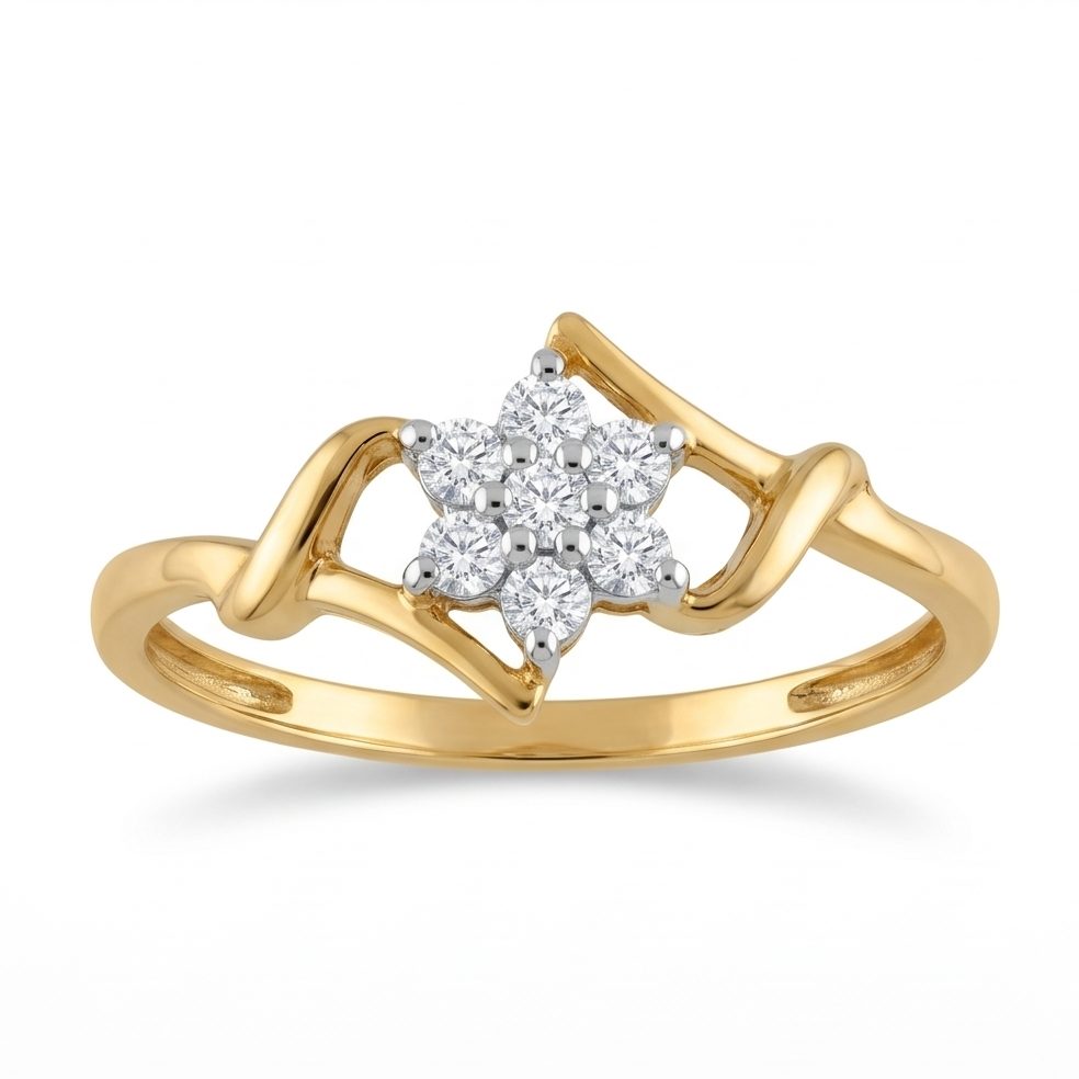 18KT Yellow Gold 0.17 Carat Round Diamond Ring | Innocence Design LR-21139