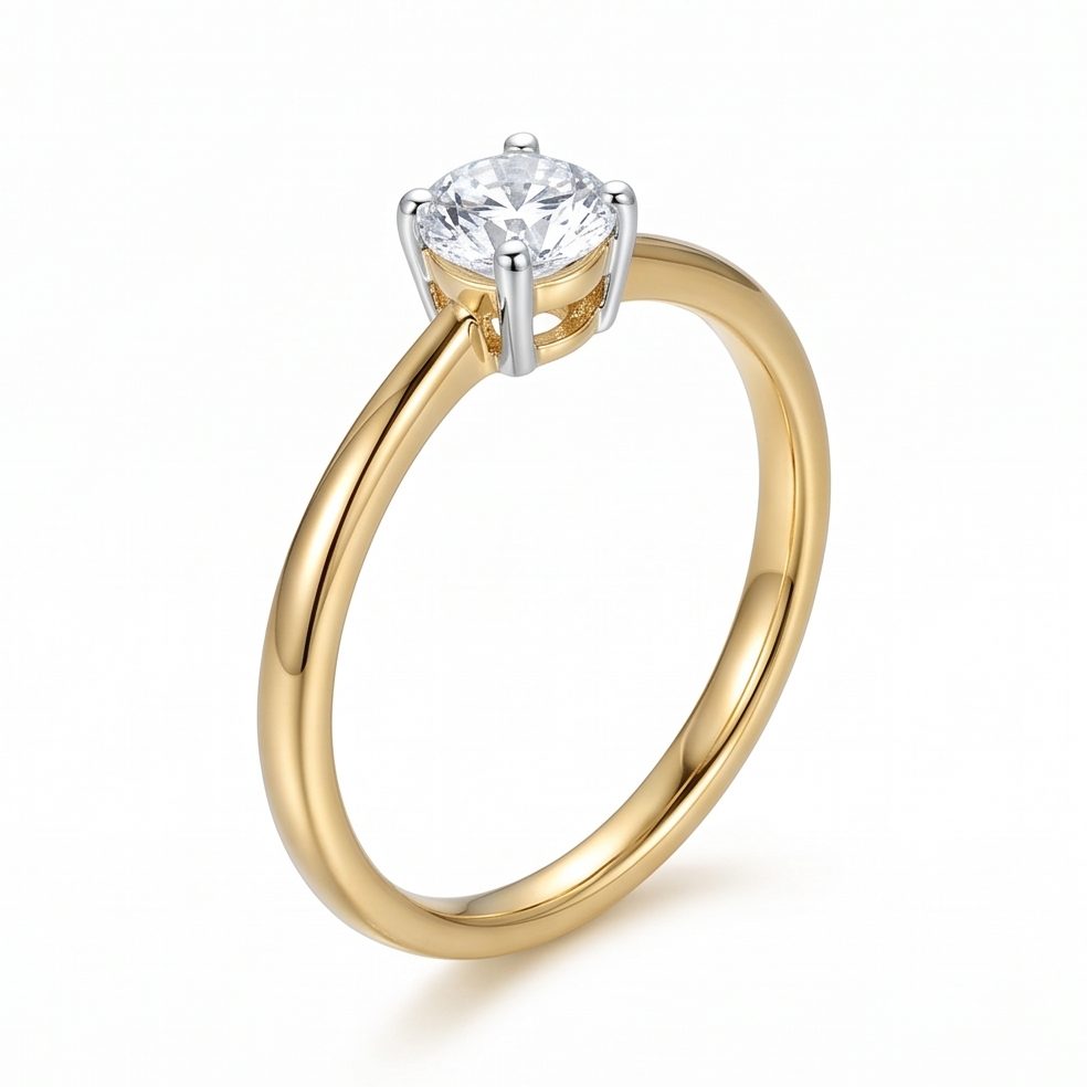 18KT Yellow Gold 0.27 Carat Round Diamond Ring | Innocence Design LR-21613