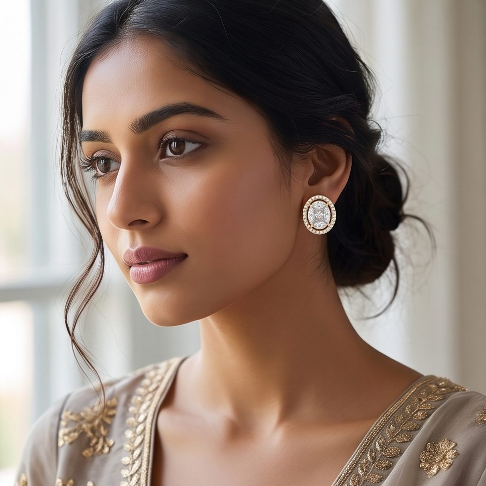 18KT Yellow Gold 1.06 Carat Round Diamond Earrings | Innocence Design D1324T23