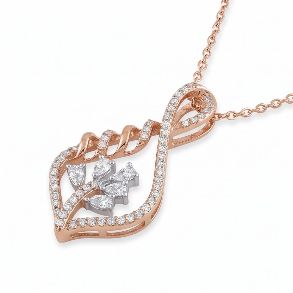 18KT Yellow Gold 0.65 Carat Round & Pear Diamond Necklace | Innocence Design 21164P2