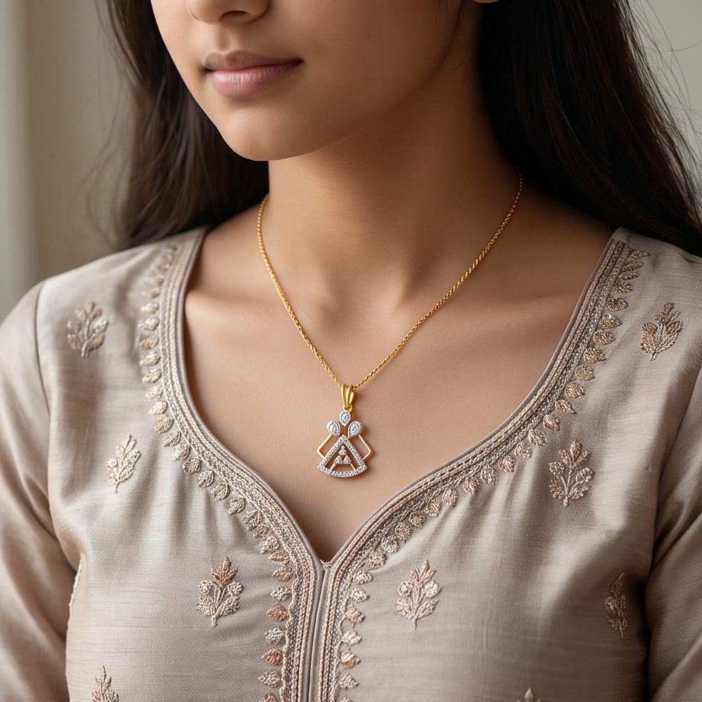 18KT Yellow Gold 0.36 Carat Round Diamond Pendant | Innocence Design PN612970