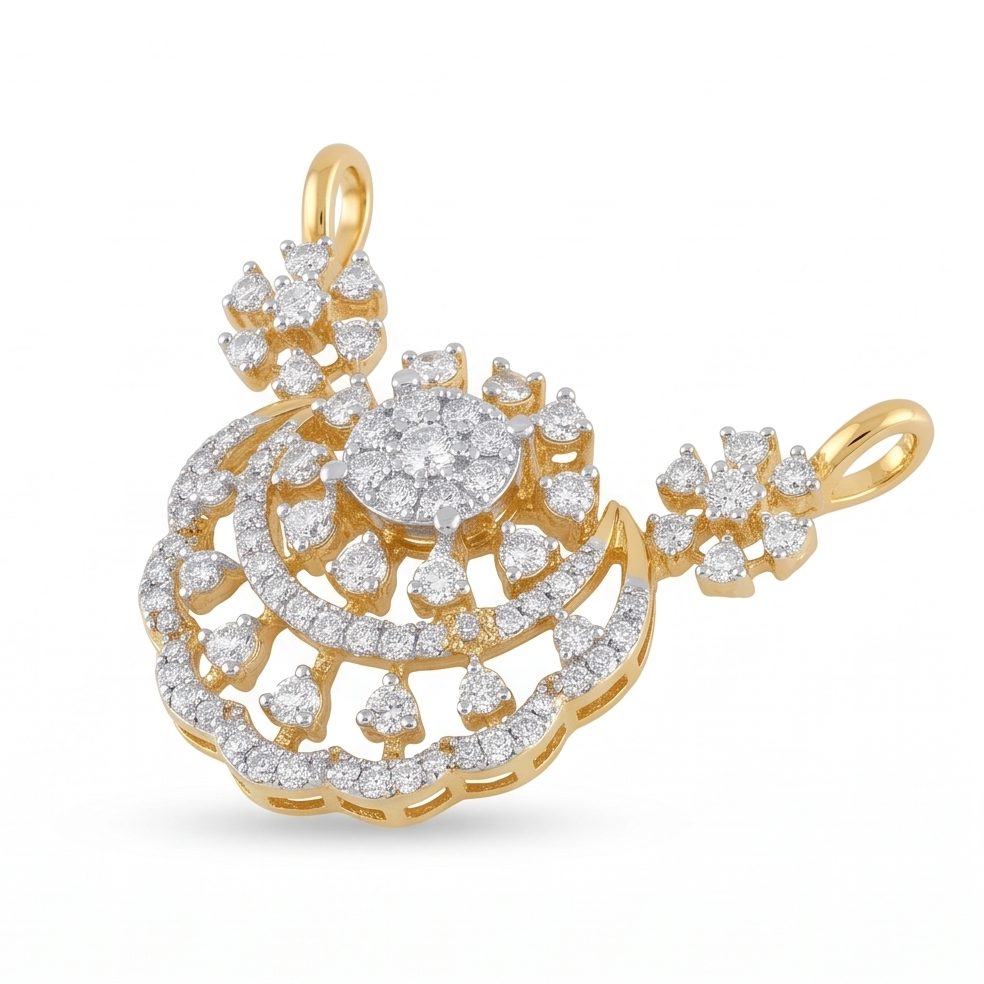 18KT Yellow Gold 0.6 Carat Round Diamond Pendant | Innocence Design P-21643
