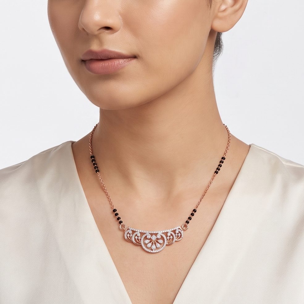 18KT Rose Gold 0.45 Carat Round Diamond Necklace | Innocence Design TNM0279