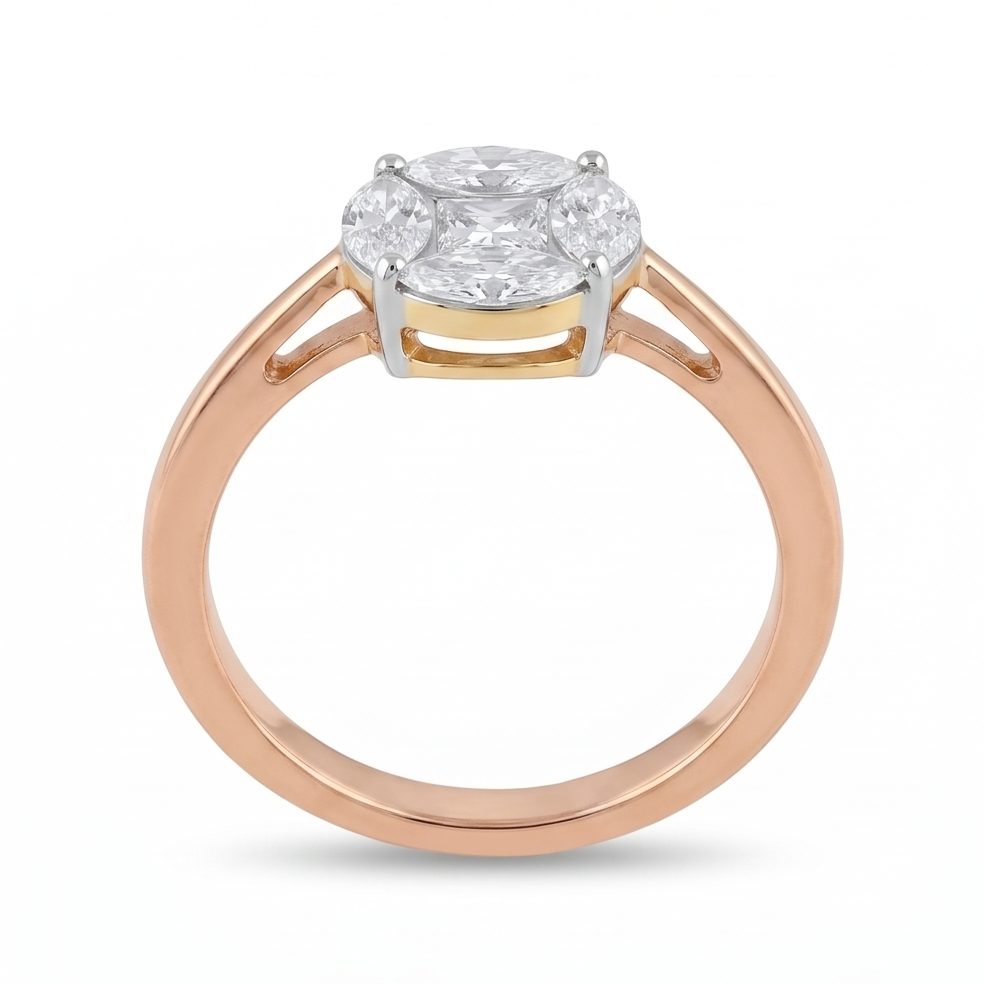 18KT Yellow Gold 0.92 Carat Princess & Marquise Diamond Ring | Innocence Design DER75R4