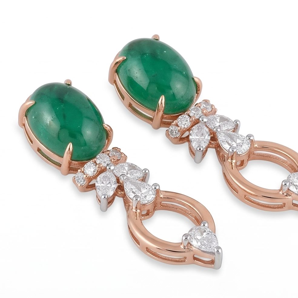 18KT Rose Gold 0.36 Carat Round & Pear & Marquise Diamond Earrings | Innocence Design D1482ER6