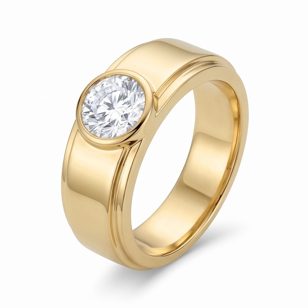 18KT Yellow Gold 0.15 Carat Round Diamond Ring | Innocence Design GR-20582