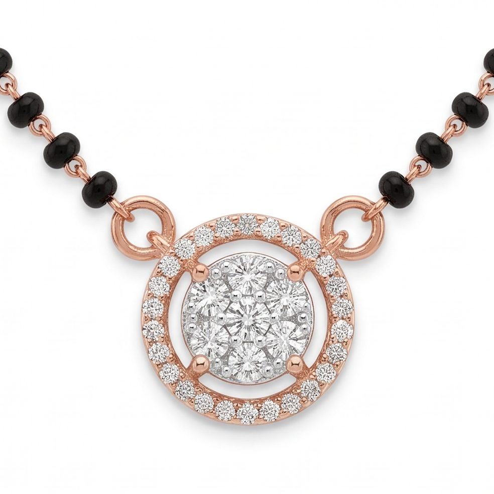 18KT Rose Gold 0.45 Carat Round & Marquise & Princess Diamond Necklace | Innocence Design 6394P14