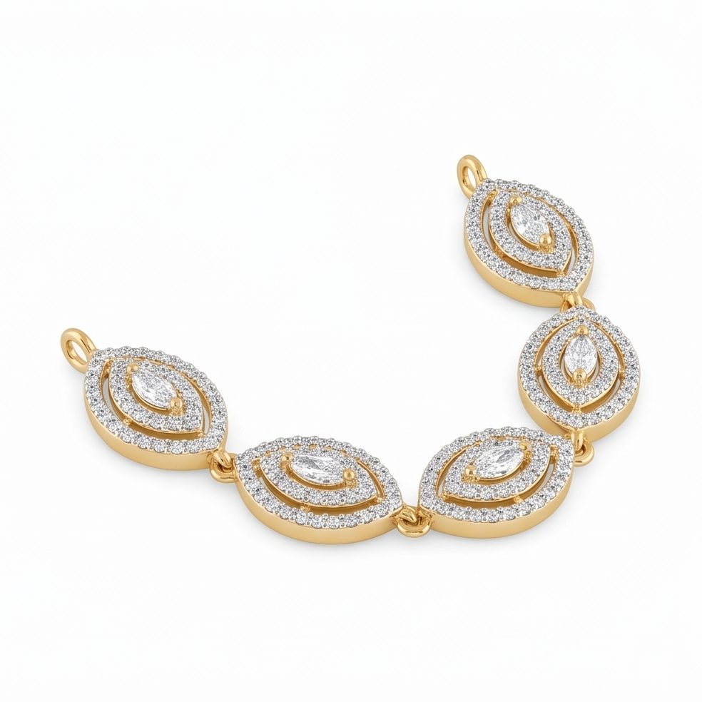 18KT Yellow Gold 0.95 Carat Round & Marquise Diamond Pendant | Innocence Design PE-21417