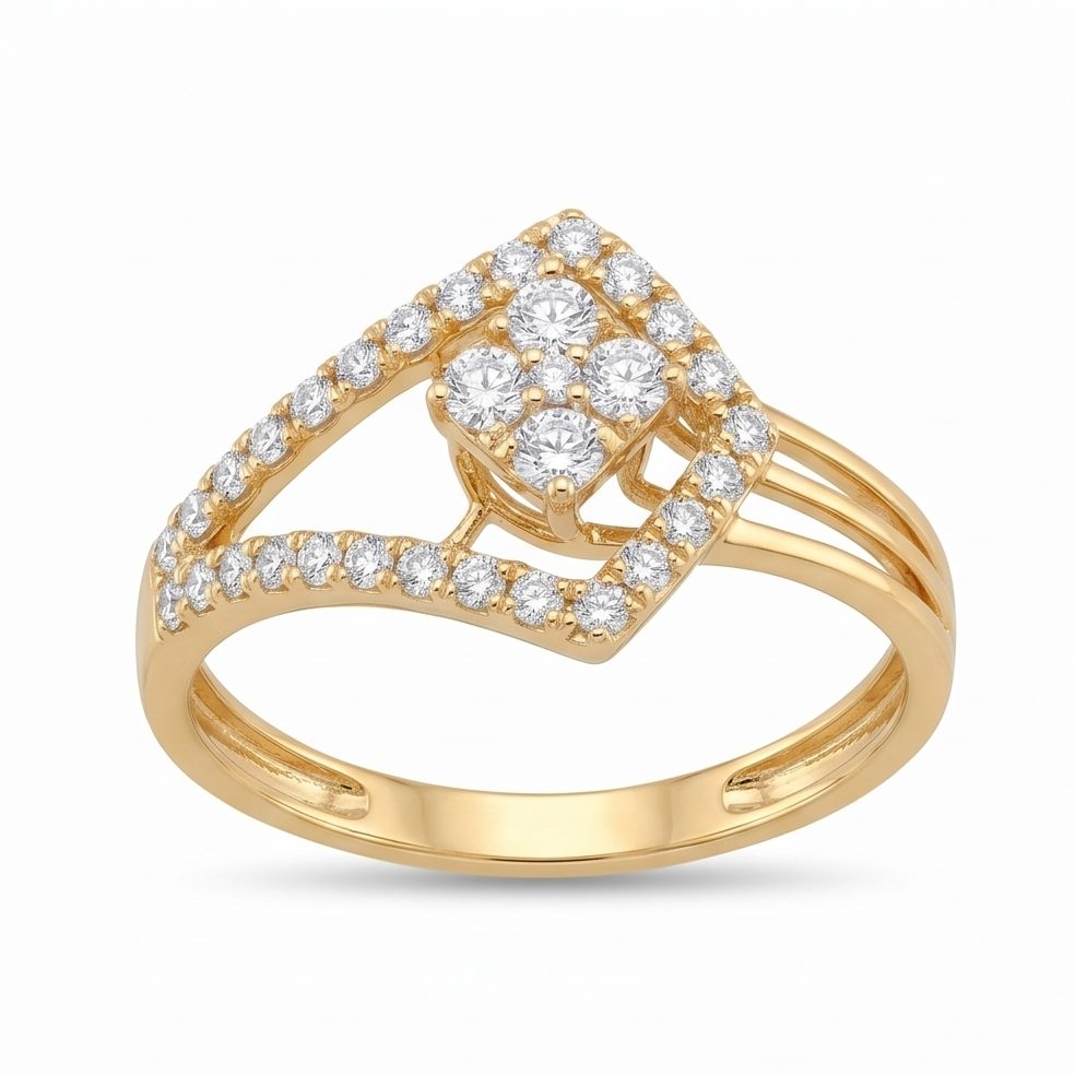 18KT Yellow Gold 0.33 Carat Round Diamond Ring | Innocence Design DJR01266AM