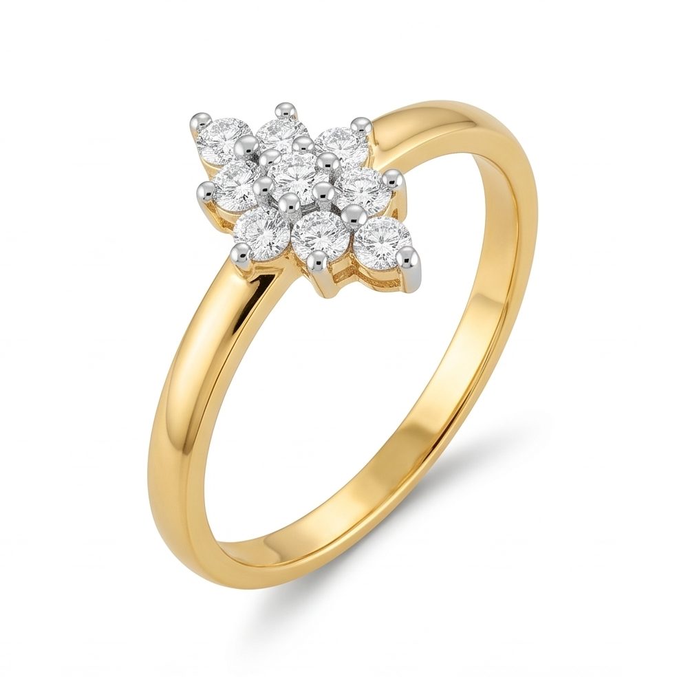 18KT Yellow Gold 0.21 Carat Round Diamond Ring | Innocence Design LR-21335