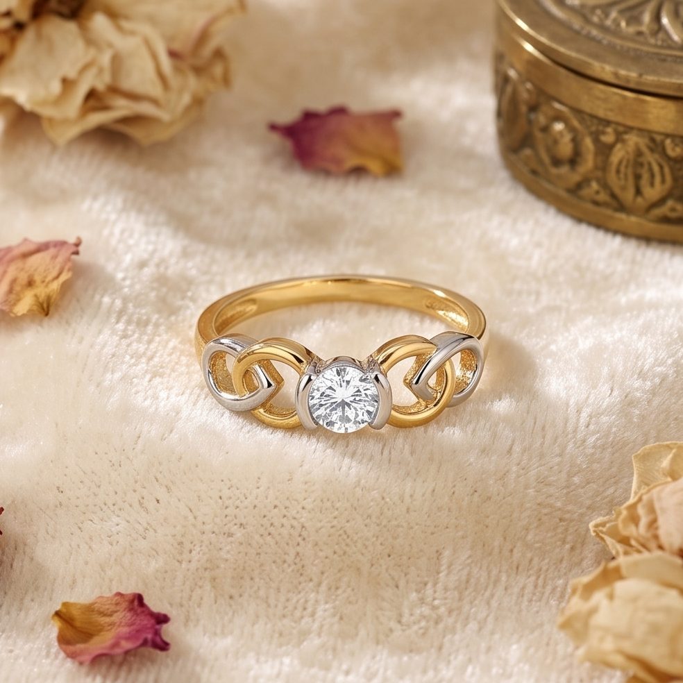 18KT Yellow Gold 0.16 Carat Round Diamond Ring | Innocence Design LR-21128