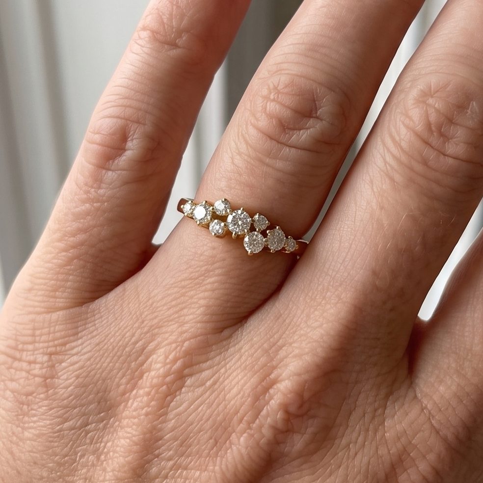 18KT Yellow Gold 0.14 Carat Round Diamond Ring | Innocence Design LR-21350