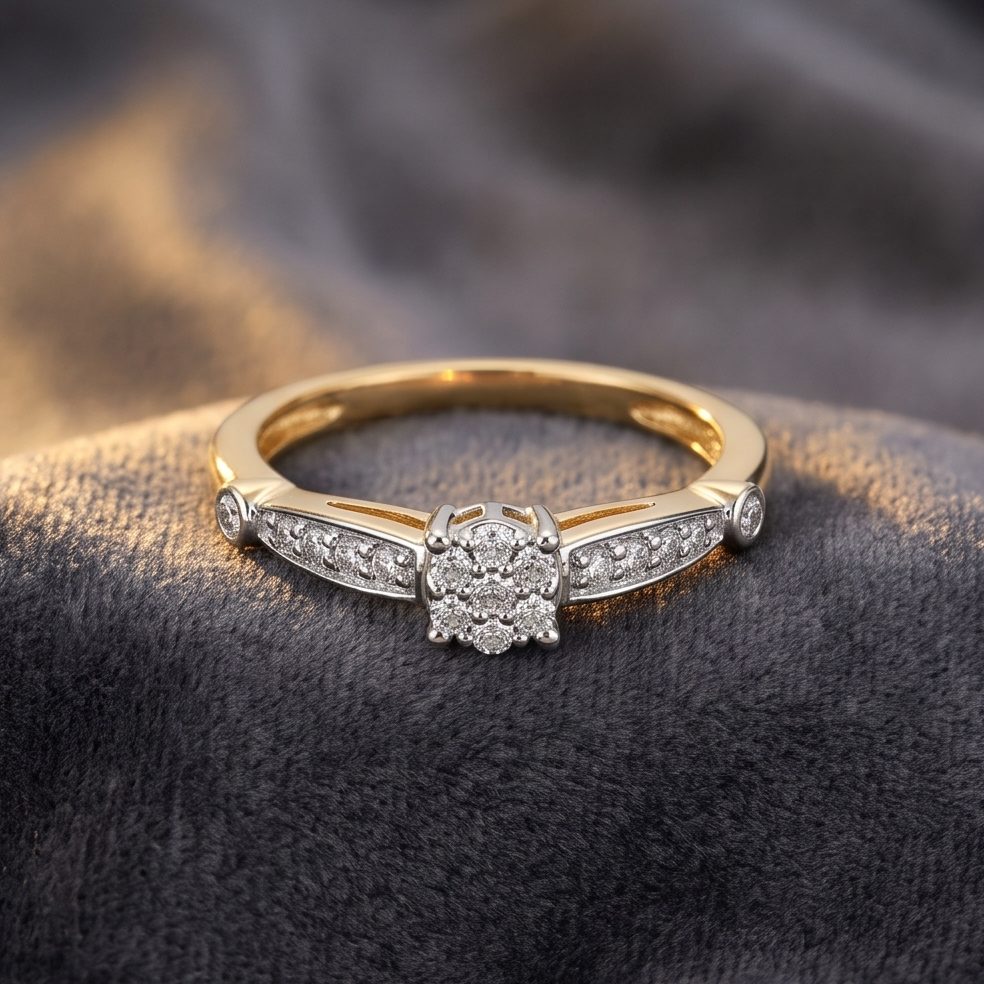 18KT Yellow Gold 0.27 Carat Round Diamond Ring | Innocence Design LR-21539