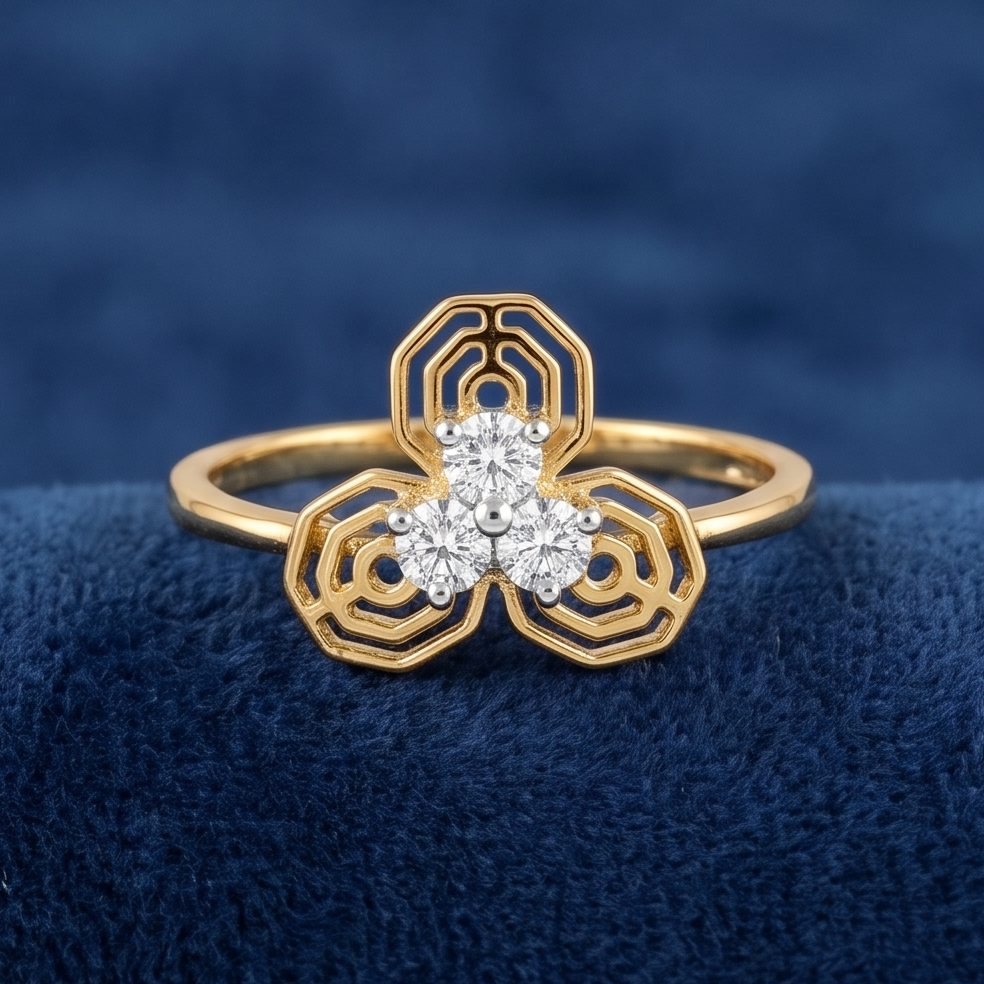 18KT Yellow Gold 0.23 Carat Round Diamond Ring | Innocence Design LR-21538
