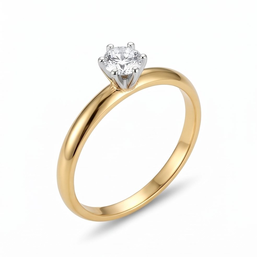 18KT Yellow Gold 0.31 Carat Round Diamond Ring | Innocence Design LR-21293