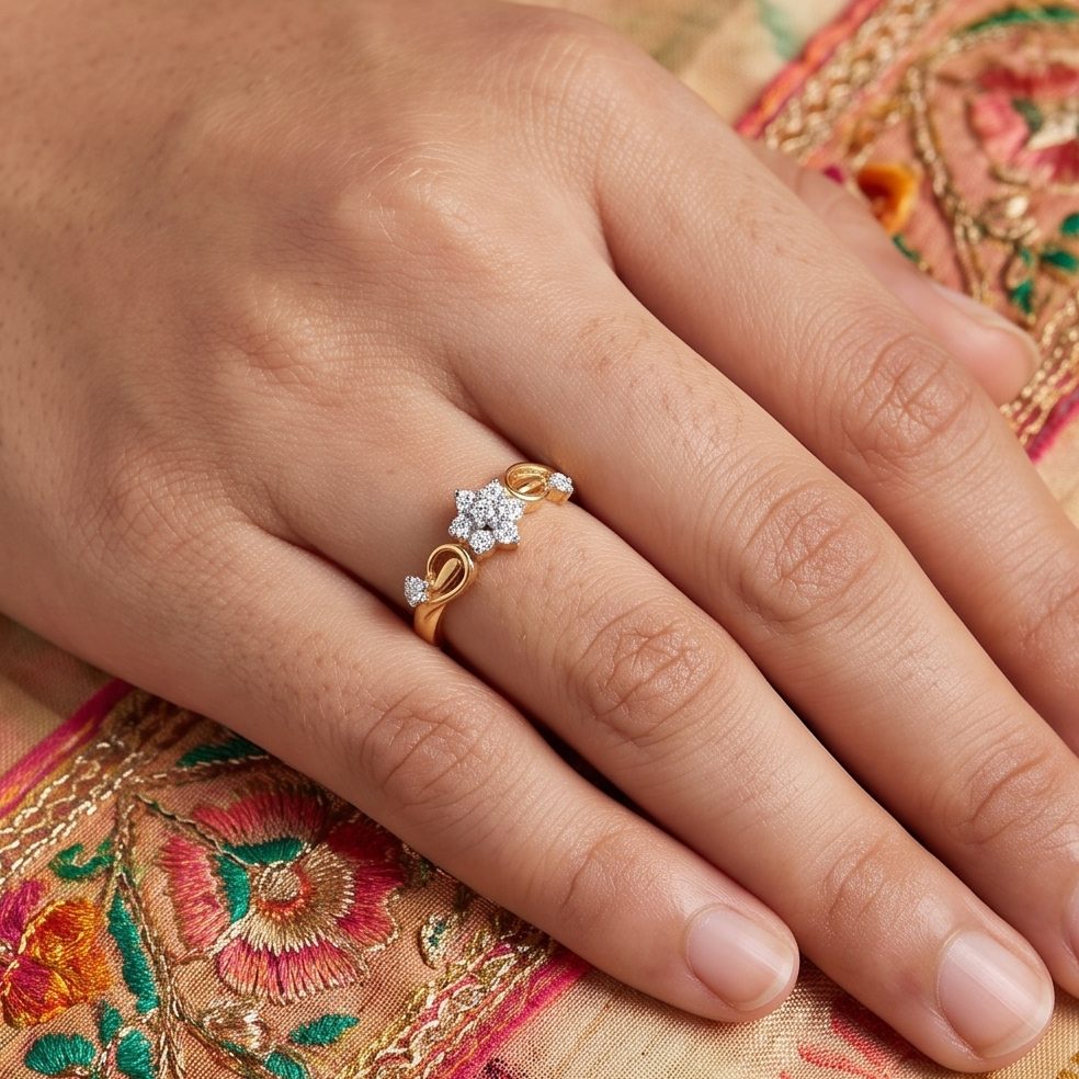 18KT Yellow Gold 0.31 Carat Round Diamond Ring | Innocence Design LR-21157