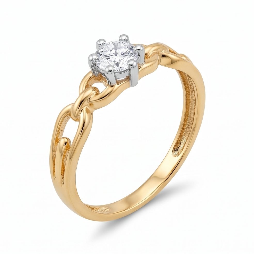 18KT Yellow Gold 0.2 Carat Round Diamond Ring | Innocence Design LR-21249