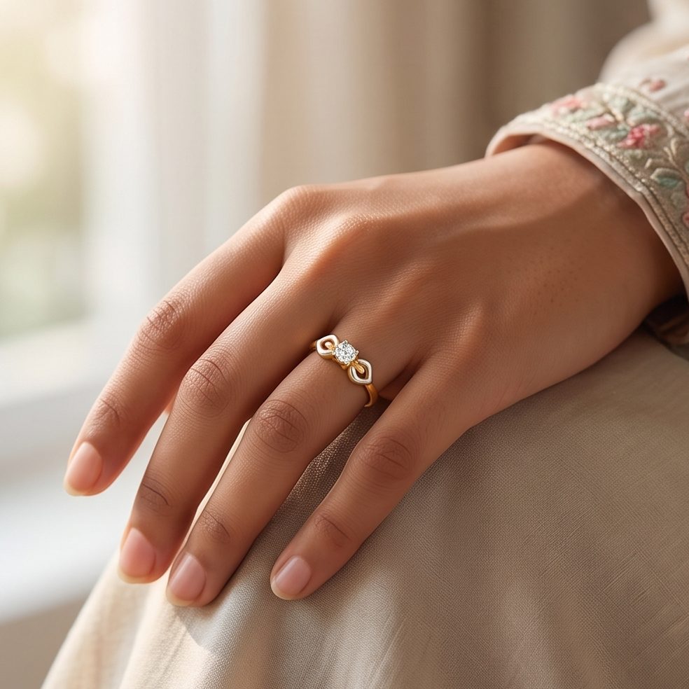 18KT Yellow Gold 0.14 Carat Round Diamond Ring | Innocence Design LR-21111