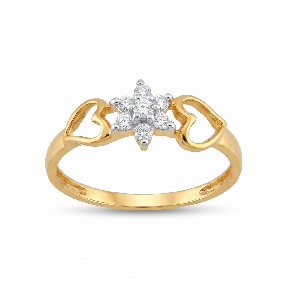 18KT Yellow Gold 0.14 Carat Round Diamond Ring | Innocence Design LR-21152