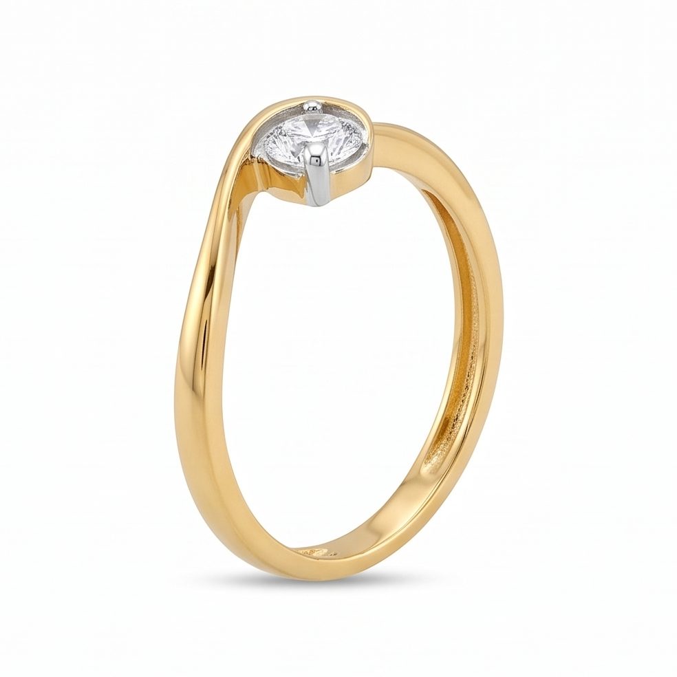 18KT Yellow Gold 0.16 Carat Round Diamond Ring | Innocence Design LR-21117