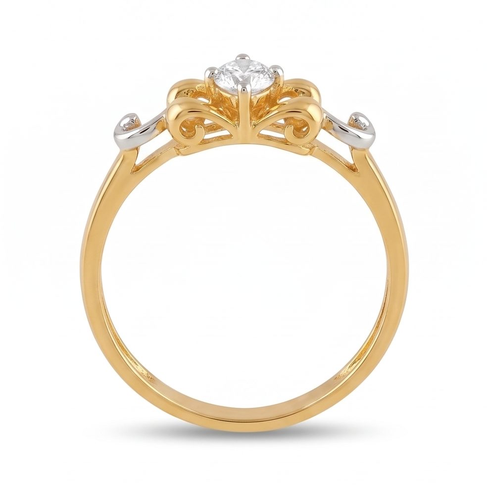 18KT Yellow Gold 0.14 Carat Round Diamond Ring | Innocence Design LR-21115
