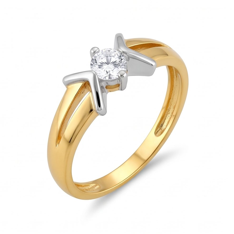 18KT Yellow Gold 0.14 Carat Round Diamond Ring | Innocence Design LR-21123