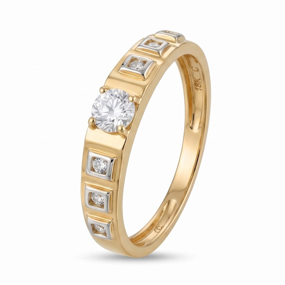18KT Yellow Gold 0.32 Carat Round Diamond Ring | Innocence Design GR-21330