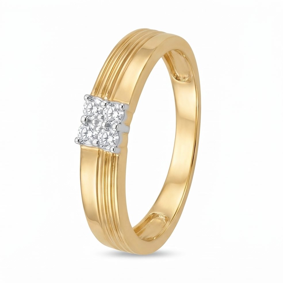 18KT Yellow Gold 0.17 Carat Round Diamond Ring | Innocence Design GR-20709