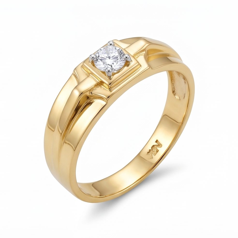 18KT Yellow Gold 0.24 Carat Round Diamond Ring | Innocence Design GR-21237