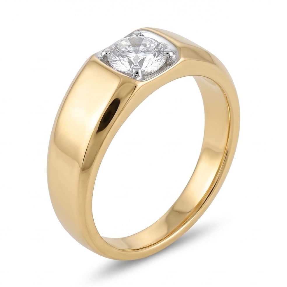 18KT Yellow Gold 0.7 Carat Round Diamond Ring | Innocence Design GR-1628