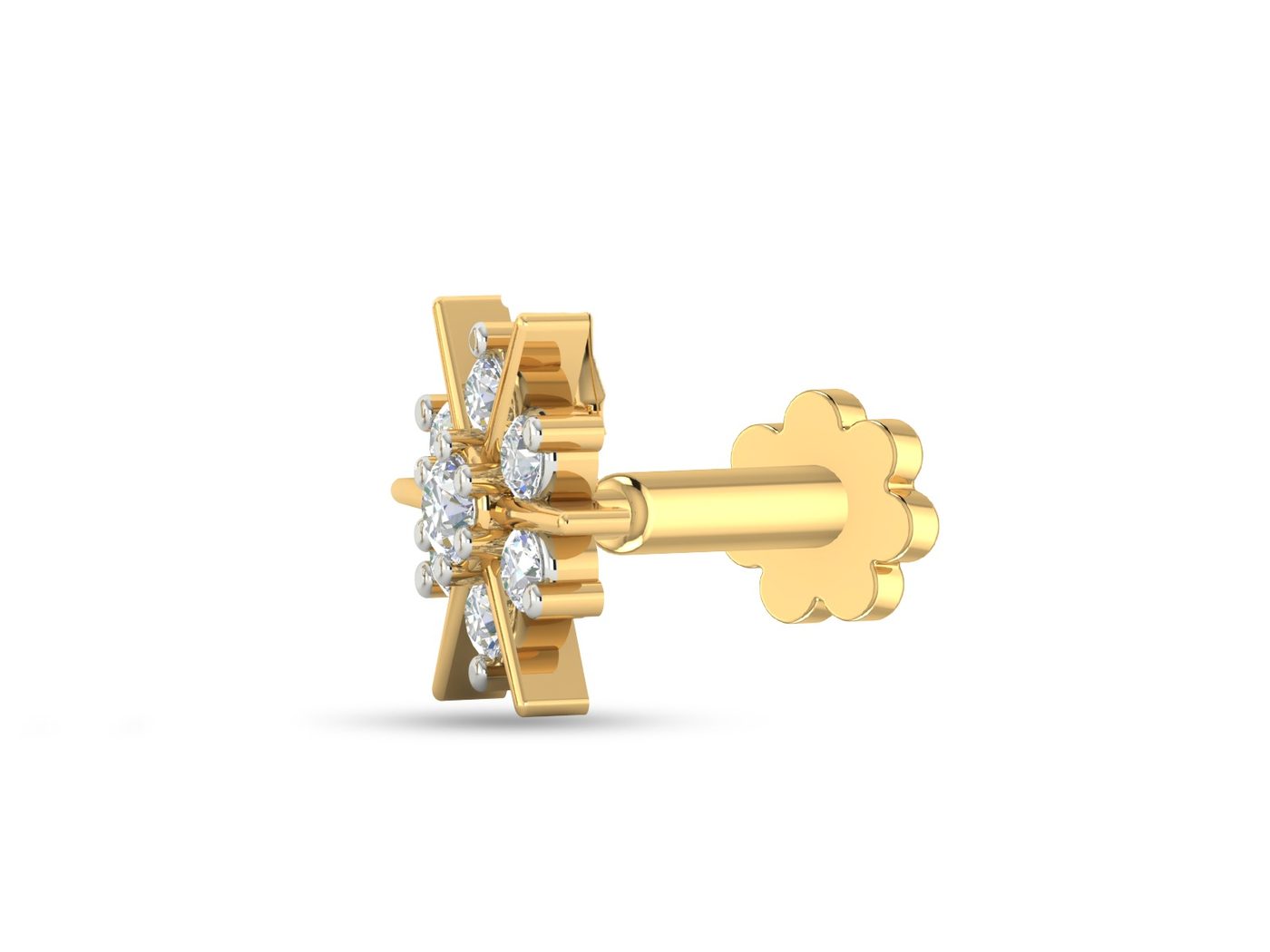 18KT Yellow Gold 0.1 Carat Round Diamond Nose Pin | Innocence Design NPP-21772
