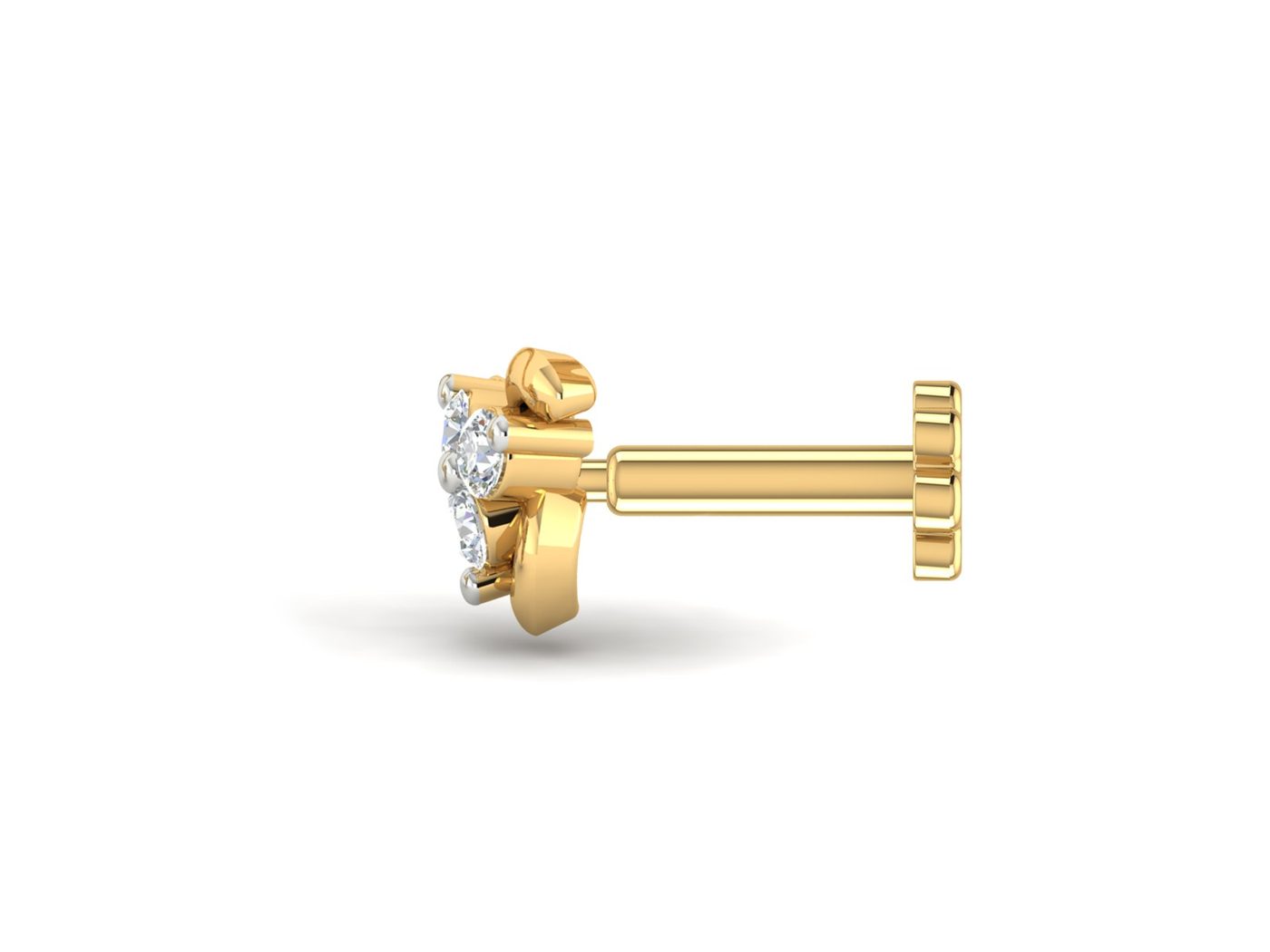 18KT Yellow Gold 0.07 Carat Round Diamond Nose Pin | Innocence Design NPP-21270