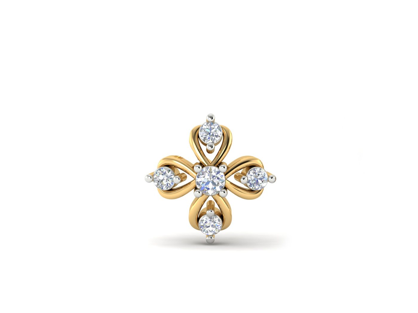 18KT Yellow Gold 0.09 Carat Round Diamond Nose Pin | Innocence Design NPP-21754