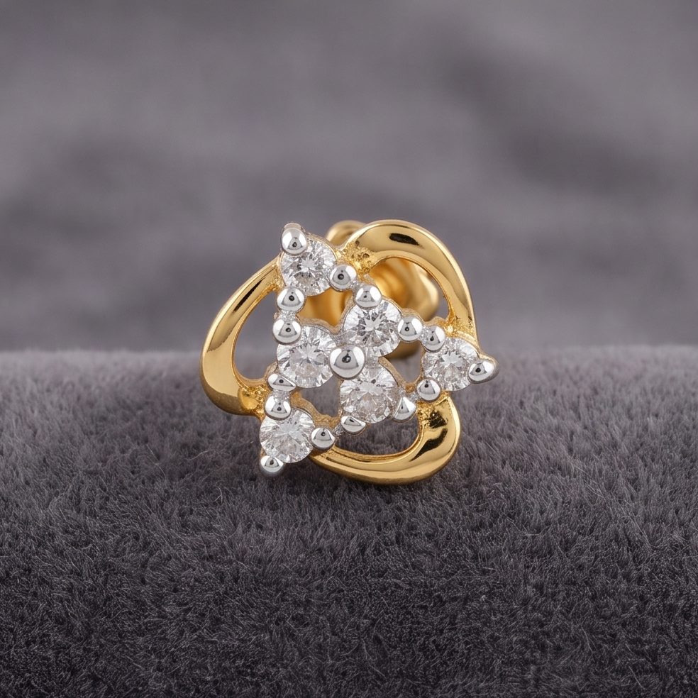 18KT Yellow Gold 0.1 Carat Round Diamond Nose Pin | Innocence Design NPP-21253