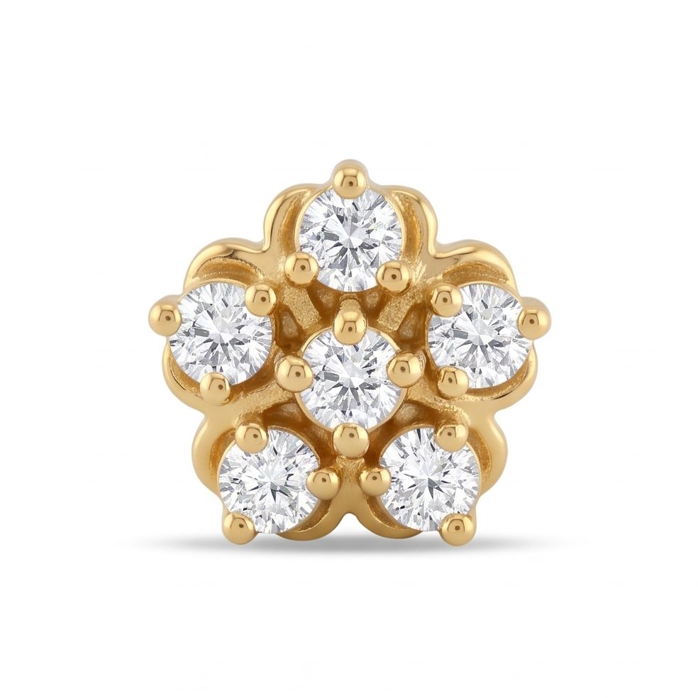 18KT Yellow Gold 0.1 Carat Round Diamond Nose Pin | Innocence Design NPP-21767