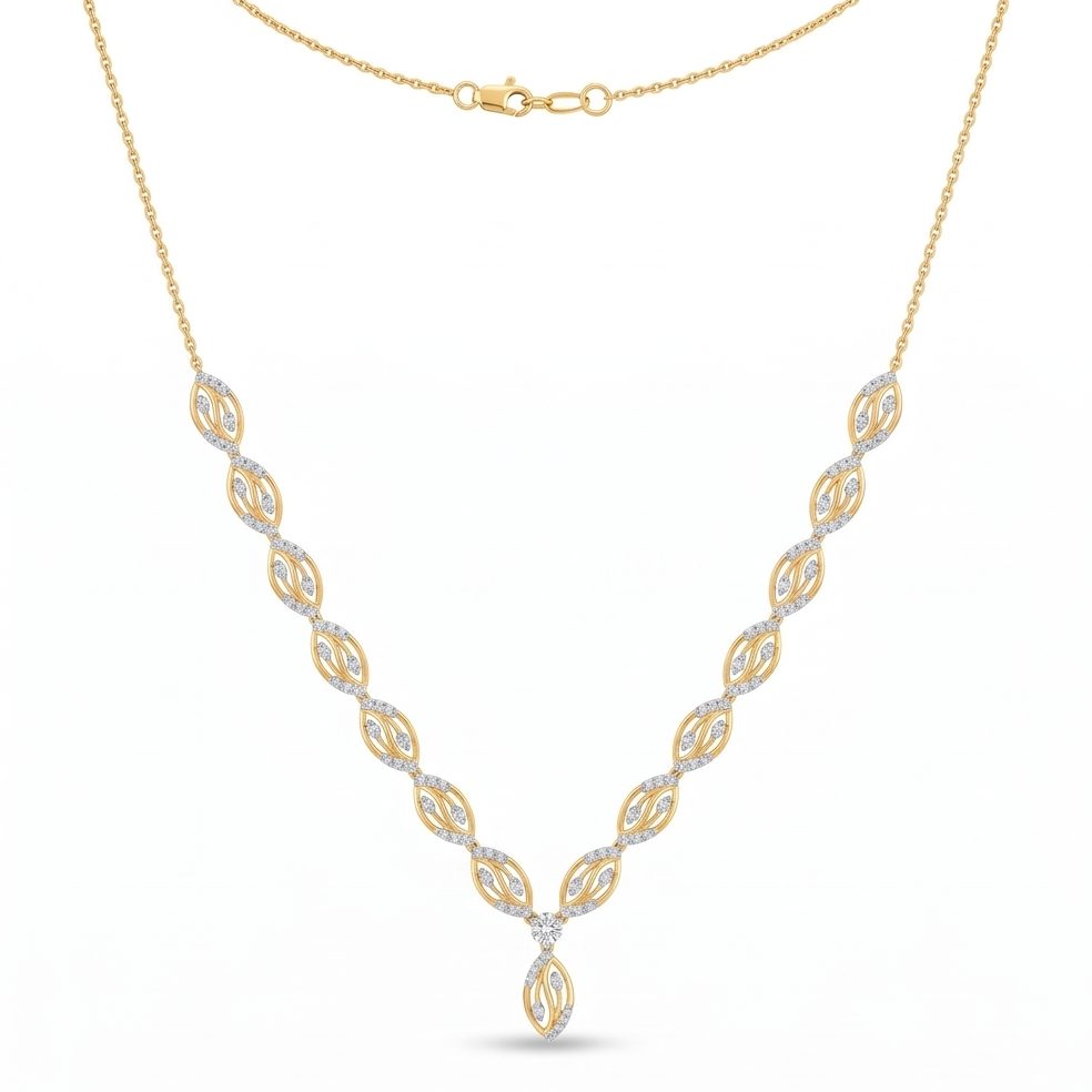 18KT Yellow Gold 0.81 Carat Round Diamond Necklace | Innocence Design ANSO4558