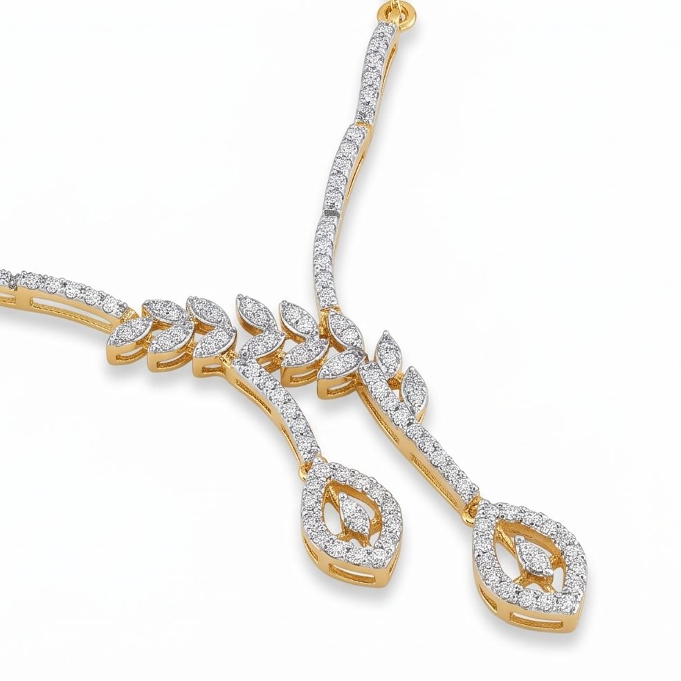 18KT Yellow Gold Necklace & Earring Set | Innocence Design DNJ02961/DJN02961E