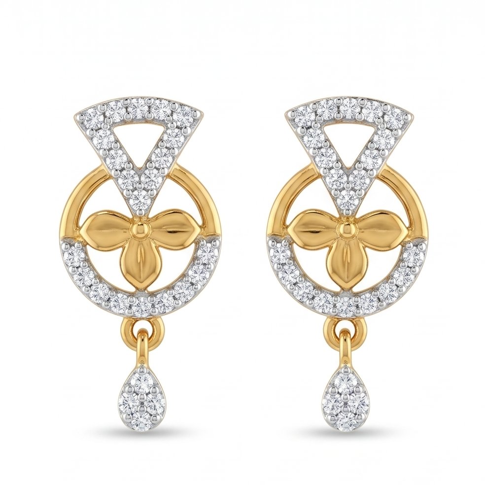 18KT Yellow Gold 0.39 Carat Diamond Earrings | Innocence Design E-22487