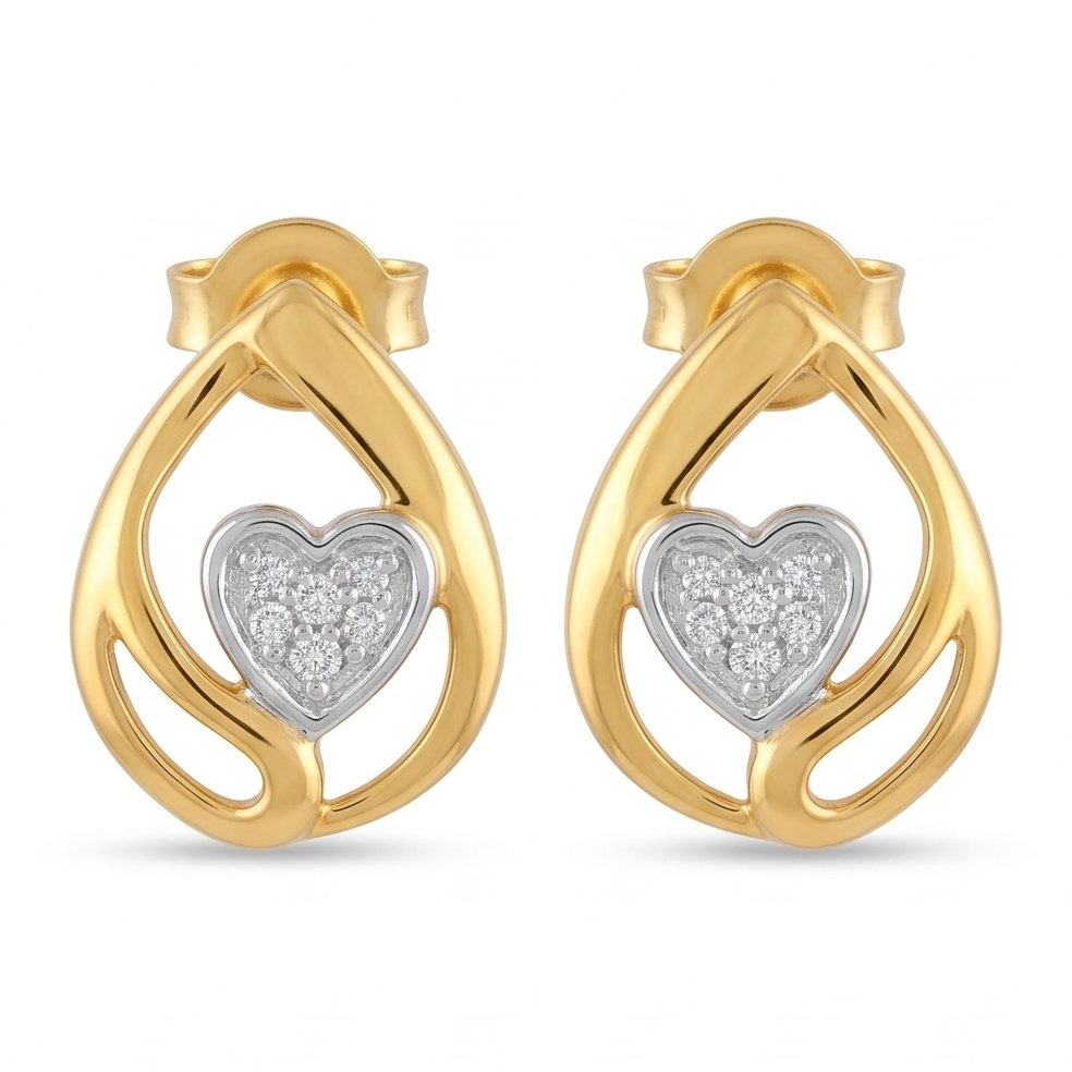 18KT Yellow Gold 0.06 Carat Diamond Earrings | Innocence Design E-22477